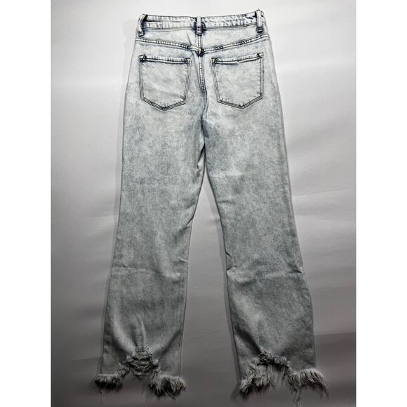 Vervet Women's Straight Distressed Hem Acid Wash Denim Jeans - Size 26 (27x26.5) - Picture 2 of 5